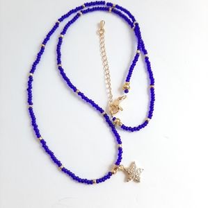Blue Beaded choker Necklace